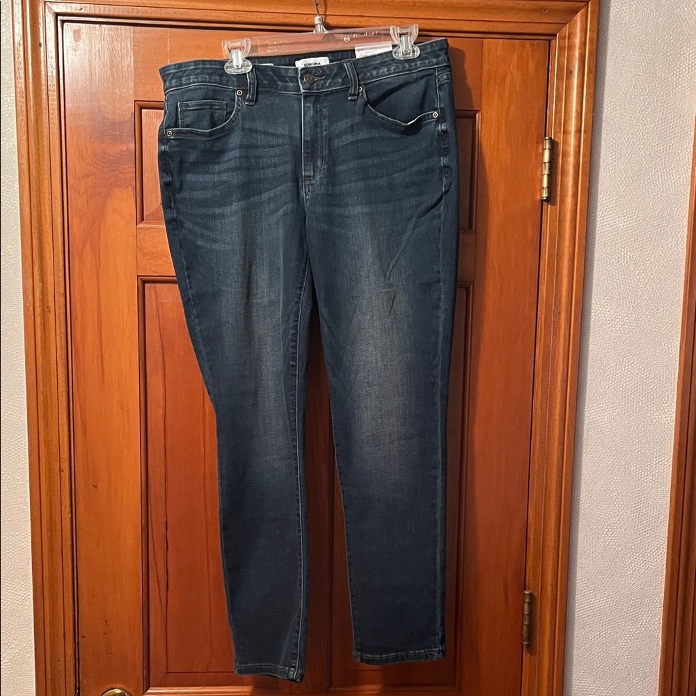 Sonoma Curvy Skinny Mid Rise Jeans - Dark Blue